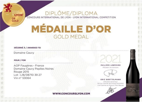 Concours Lyon 2021 - Médaille d'or pour le Pépite noire